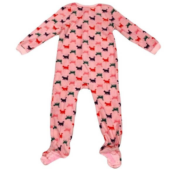 Kitty Cat One Piece Footed Pajamas Fleece Pink Colorful 5 Years Flame Resistant - Picture 2 of 4